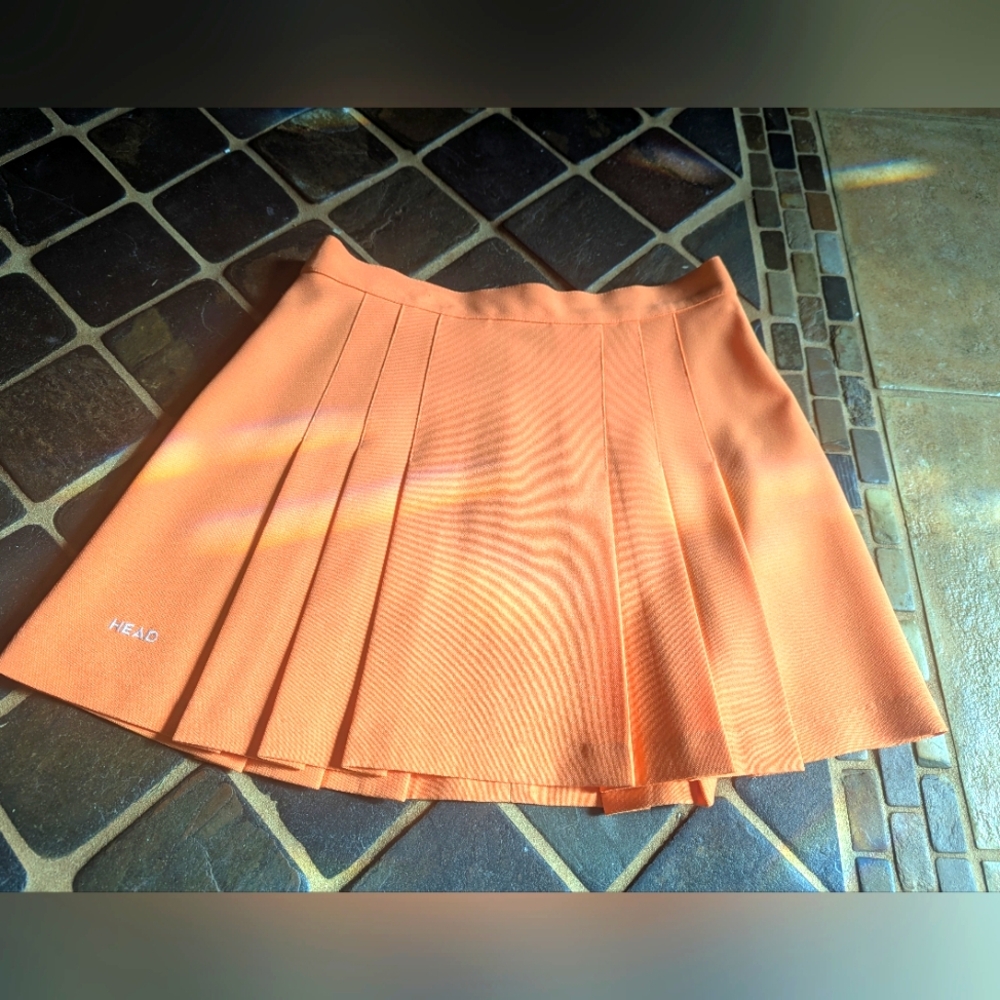 Orange Pleated Women's Skirt